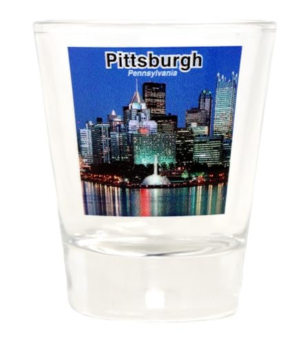 Pittsburgh Pennsylvania City Skyline Color Photo Shot Glass