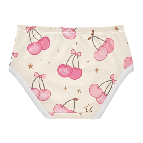 Cute Pink Cherries Bows Beige Little Girl Panties Toddler Girls Underwear Cotton Fancy Briefs Underpants 2t2