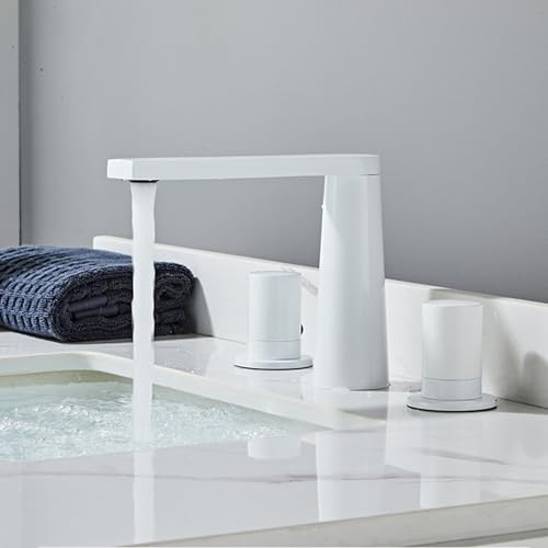 Robinets d'évier en laiton blanc mitigeur salle de bain 3 trous