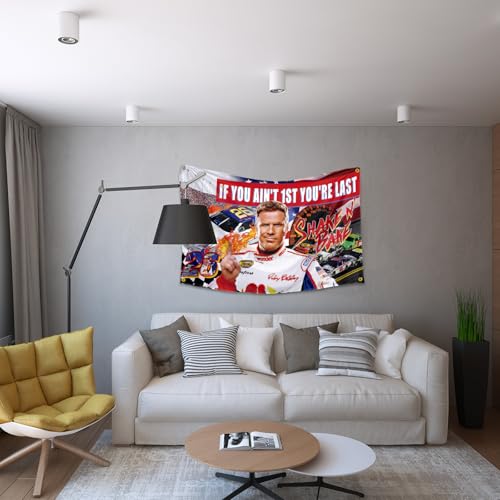 If You Ain't 1st First You're Last Flag for Talladega Nights Ricky Bobby，3x5 Feet Flag Funny Poster Durable Man Cave Wall Flag with Brass Grommets This beautiful entertaining banner flag for College