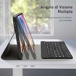 Custodia con Tastiera per Tablet Samsung Galaxy Tab S6 Lite 2024/2022/2020 10,4 Pollici, Italiano QWERTY Rimovibile Bluetooth Tastiera, Custodia con Supporto Pen per S6 Lite Tablet 10,4" (Nero)