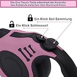 Hundeleine, Einziehbar Hundeleine,hundeleine ausziehbar,für Kleine, Mittlere und Große Hunde, Rosa, 5 m