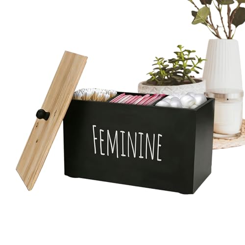 Porta compresas para baño | Organizador de madera para productos femeninos de aseo – Caja organizada para Salvaslip Mujer – Para mujer adolescente casa baño