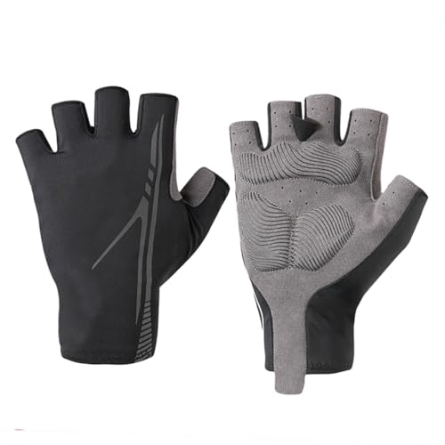 Alipis 1Pair Unisex Half Finger Cycling Gloves Breathable Sweat Skid Resistant Sports Gloves for Outdoor Activities XL Black for Biking Jogging Fishing Hiking