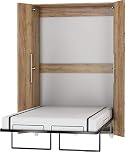 FurnitureByJDM Modern Compact/Smart Bedroom Vertical Fold Away Pull Out Murphy Bed - TEDDY - (Craft Gold, 120 x 200 cm)