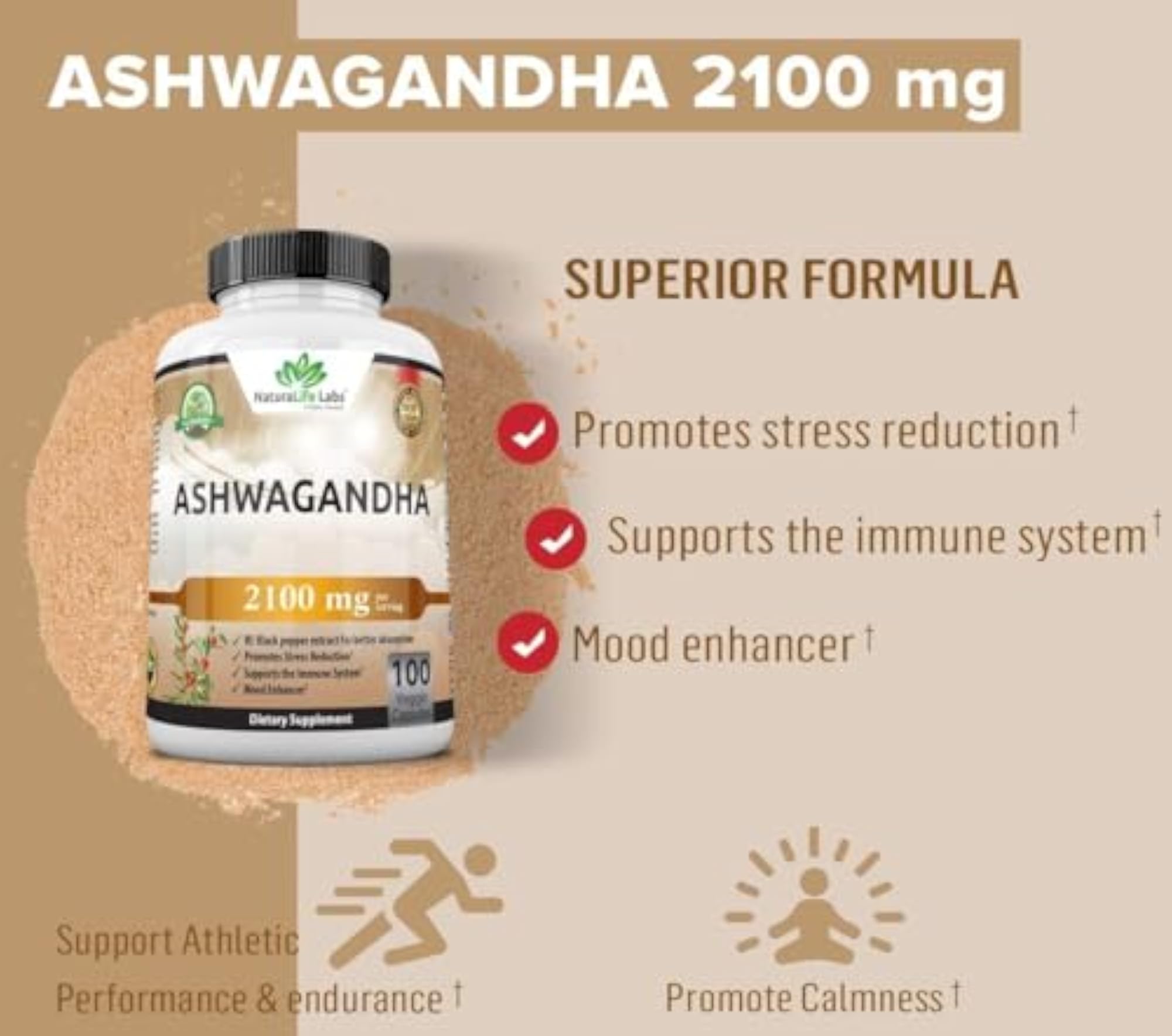 Organic Ashwagandha 2,100 mg Vegan Capsules