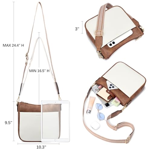 Image of BOSTANTEN Crossbody Bags for Women Trendy Vegan Leather Hobo Purses Shoulder Handbags Wide Shoulder Strap