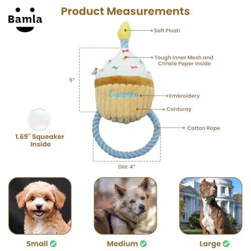 Juguete para perros Cupcake de cumpleaños de felpa miniatura 3