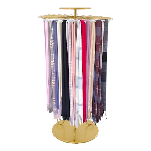 BOPRCSH Freestanding Scarf Display Stand Up to 30lbs Capacity, Height Adjustable Scarf Holder Organizer Gold Exquisite Tie Organizer Hanging Rack for Boutique Home Shopping Malls Apartments