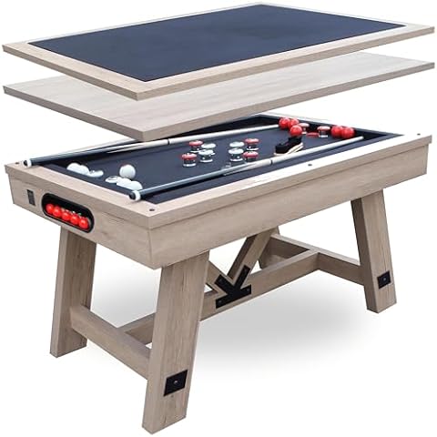 Freetime Fun 54" Bumper Pool Table for Adults and Kids Game Room, Poker Table Top, Comes with 2 48-in Cues, 10 Balls, and More, Sturdily Built Cover