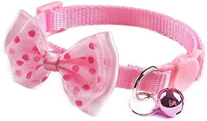 12 pcs Breakaway Bowtie Cat Collar -cat Collar with Bell Kitten Collars with Bell Charm, Set of 12, Solid & Safe, Nylon, Mixed Colors,