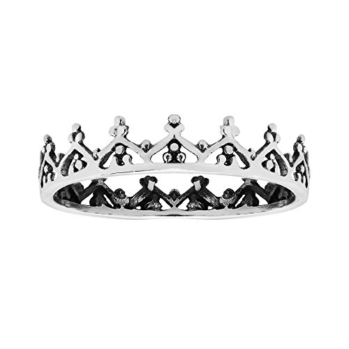 AeraVida Humbled Royal Crown .925 Sterling Silver Band Ring | Crown Rings for Women Sterling Silver