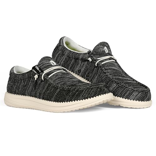 Image of Mens Casual Shoes - Men's Loafers & Slip-Ons Camp Shoes with No-Tie Laces -Arch Support Boat Shoes for Everyday Wear