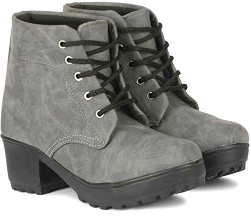 OZZY Bootie Ankle Boots for Women & Girls Fashion Casual Outdoor Heel Shoes Latest High Long Look Womens and Synthetic Leather