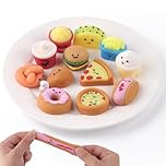 Anboor Mini Food Squishies Toys - 12 Pack Soft Kawaii Fast Food Squeeze Stress Relief Sensory Toys for Kids, Mini Junk Foods Fidget Toys for Party Favors Goodie Bag Fillers