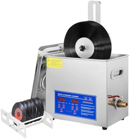 Ultrasonic Vinyl Record Cleaner - Auto-Rotating Double-Sided LP Cleaning System for Professional Restoration, Cleans 8 Records Simultaneously, 0-30 Min Timer for Optimal Results