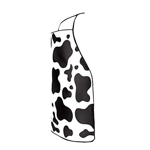 Dzglobal Cute Women Girls Cooking Kitchen Apron Black White Cow Print Bib Apron Gift #TOP1