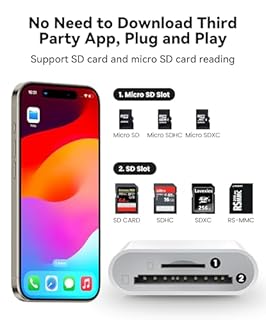 USB C SD Card Reader for iPhone 15 16/iPad/MacBook/Mac, xdgeLoad USB-C Type C SD Reader Supports SD and MicroSD Memory Card Adapter, Trail Camera Viewer Plug and Play - 2 Slots