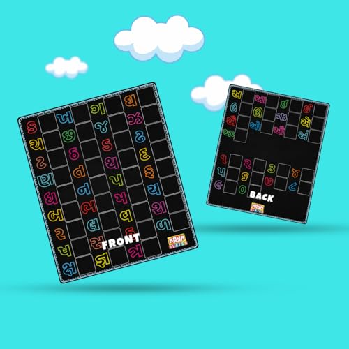 Image of TOKYODO Pre-Printed Rewriting Slates Chalk Board for Kids, Double Sided Writing Learning Black Board, with 4 Letter Spelling Cards (Pack of 3, Gujarati)