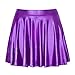 Women's Casual Fashion Flared Pleated A-Line Circle Skater Skirt Purple - L