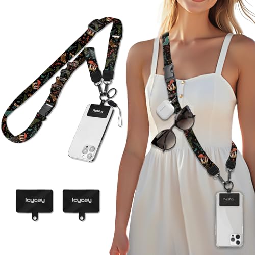 Image of Icycay Phone Lanyard Crossbody Strap Adjustable Teacher Women Butterfly | for Cell Phone Case Keys ID Badges, Anti Theft, Multifuctional, Neck Phone Holder, Travel Hiking Essential Accessories, Gifts