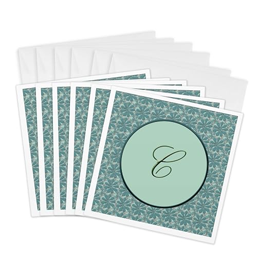 Cartes de vœux motif C floral vert sarcelle lot de 6 idéal pour offrir