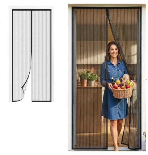 Image of 210x100cm Magnetic Curtain for Door, Magnetic Ac Curtain for Door, Magnetic Mesh Curtain, Breathable Protective Net, Anti Insect Ventilation Screen Suitable for Home Household Use