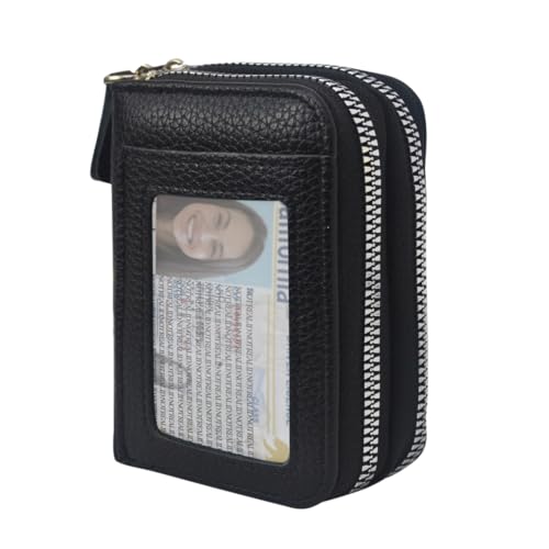 NGIL Small Zippered Faux Leather Wallet for Women, Accordion-Style Card Slot Women Wallet, RFID Blocking Credit Card Holder Wallet, Card Cases & Money Organizers (Black)