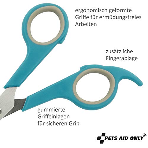 Pets Aid Only Fellschere, abgerundete Spitze, Pfotenschere, Gesamtlänge 14,8 cm, Klingenlänge 5,1 cm, Silber, Legierter Stahl