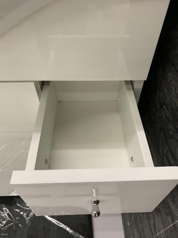 .Deftrans Domodomo Badschrank mit Waschbecken und Spiegel weiß 105 cm, Waschbeckenschrank 80 x 70 x 48 cm, Keramik-Waschbecken-Set, Badmöbel-Set