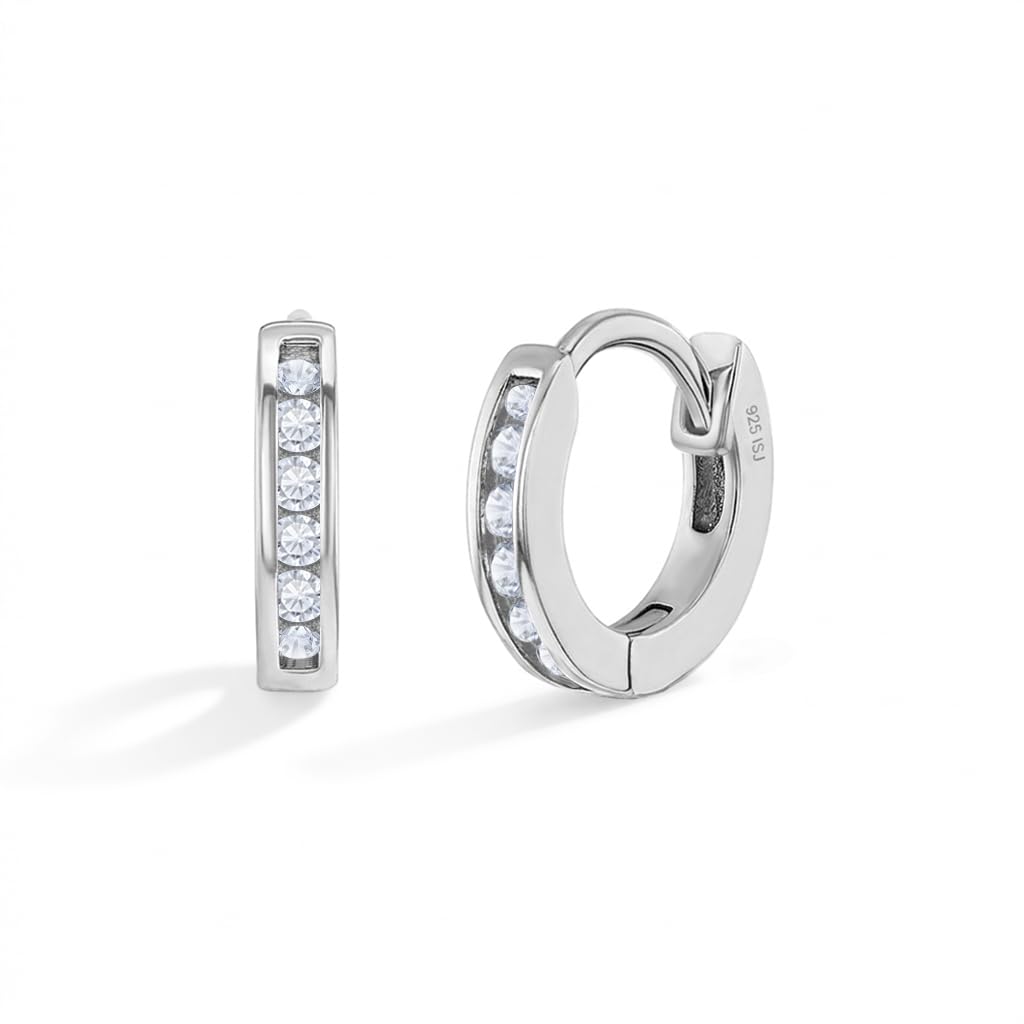 In Season Jewelry Clear Cubic Zirconia Girls Hoop Earrings for Kids