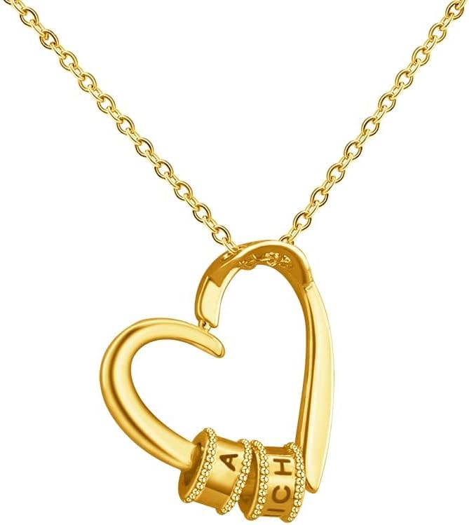 Personalized 1-5 Beads Necklace for Women, Custom Family Names Heart Necklace, Mothers Jewelry Gifts for Her Mom Mother