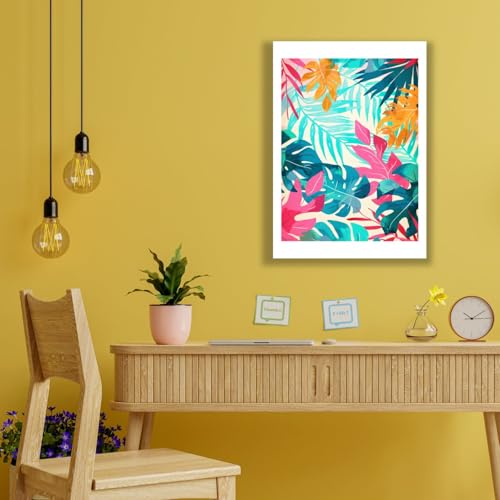 Neon Jungle Leaf Pattern grande affiche mate pour raviver un mur blanc sans reflets - 2