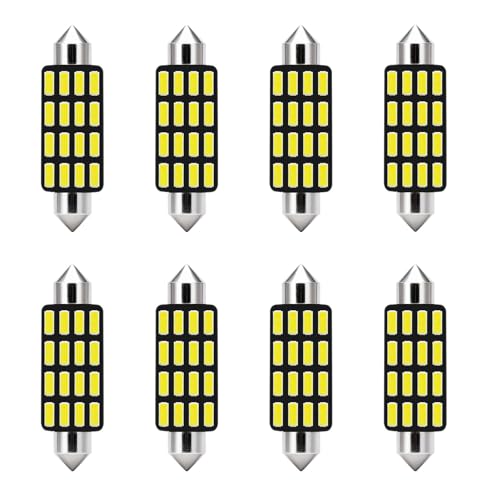 Image of Festoon LED Car Bulb 8 Pack 39 MM, LED Dome Reading Bulbs, Car Interior Light Replacement for License Plate Map Dome Trunk Door Courtesy Footwell Light, No Polarity 12V 4W 16SMD 4014 LED (White)