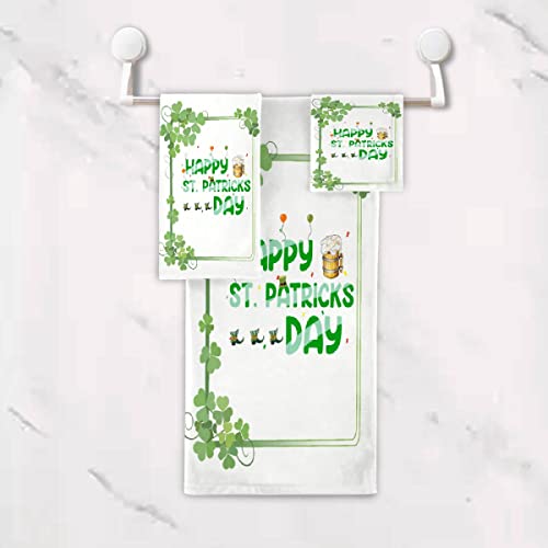 Atthadassi St Patrick's Day Happy Day Bathroom Towel Set, 1 Bath Towel, 1 Towel, 1 Hand Towel, Christmas Decorative Towels ，Soft Absorbent Bath Towel For Bathroom Kitchen Beach(3-Pc) #TOP5