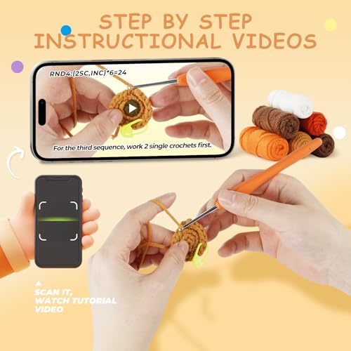 LUDOTEK Crochet Kit for Beginners, Crochet Animal Kits,Crocheting Kit for Starters with Step-by-Step Video Tutorials, Beginner Crochet Kits for Adults(2 Pack Pony) — view 4