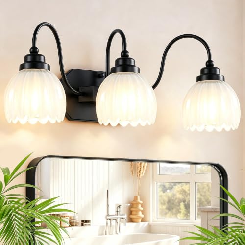 Image of Vintage Bathroom Light Fixtures,3 Light Milk White Crystal