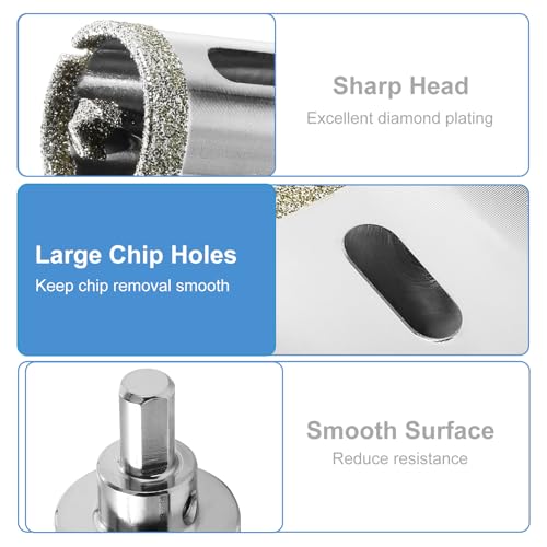 Image of 1-3 /8 inch / 35mm Diamond Glass Hole Saw with Center Drill Bit for Ceramic, Tile, Porcelain, Marble