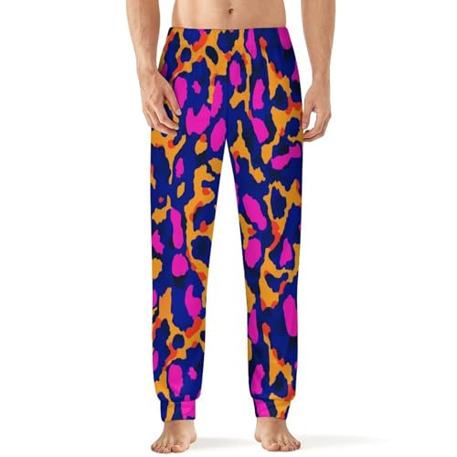 Leopards Red Blue Purple Print Men's Pajama Bottoms Sleep Lounge Soft Comfy Pants Sleepwear