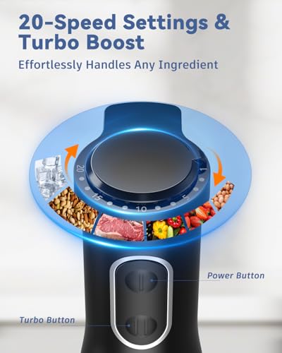 LINKChef 7 in 1 Immersion Blender Scratch Resistant, 2 Titanium Steel Blades 800W Hand Blender, 20 Speed and Turbo Mode Stick Blender Immersion with Whisk, Milk Frother, Food Processor, Beaker image 4