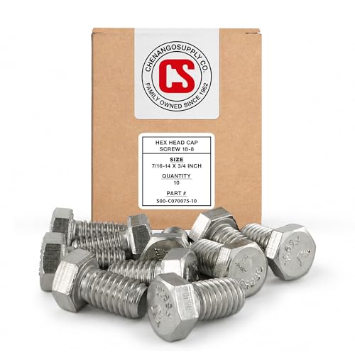 Image of Stainless 7 /16-14 x 3 /4 inch Hex Head Bolts (3 /4 inch to 5 inch Lengths Available in Listing), 304 Stainless Steel, 10 Pieces (7 /16-14 x 3 /4 inch)