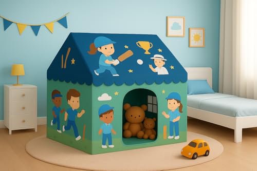 Image of Shree Incorporation Play House for Kids Jumbo Size Extremely Light Weight, Waterproof Kids Play Tent House for Girls Boys | Water Repellent Big Size (Cricket Style Theme Y)