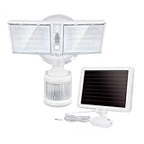 Solar-Sicherheitsleuchte für den Außenbereich,1500LM Solar LED Bewegungsmelder leuchte mit 2 verstellbaren Köpfen, 5000K,IP65 Wasserdichte Flutlichtleuchte Solarlampen für Außen, Garten, Hinterhof