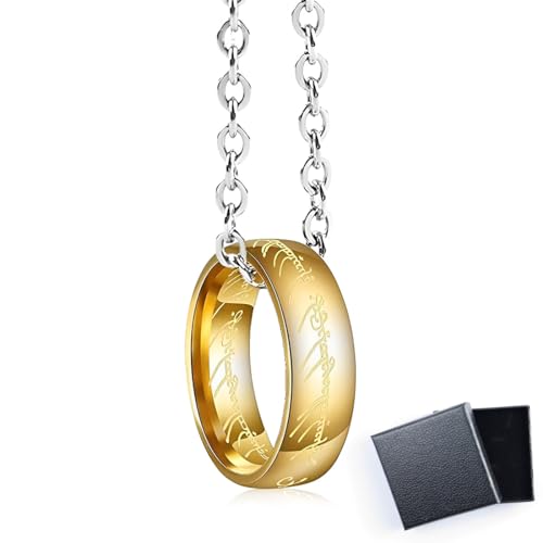 Collares grabados en tono dorado para fans de cosplay - Longitud de la cadena 60cm - Embalaje de caja de regalo Lajup