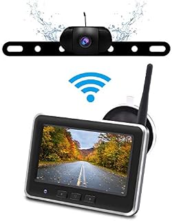 Wireless Backup Camera Monitor Kit,IP68 Waterproof License Plate Reverse Rear View Back Up