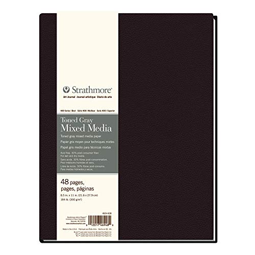 Image of Strathmore 469-408 Hardbound Mixed Media Art Journal, 8.5 inch x 11 inch, Toned Gray, 48 Pages