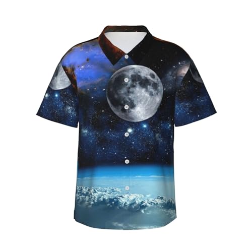 Chemise hawaïenne planète homme, le haut d'été anti-transpiration léger et casual