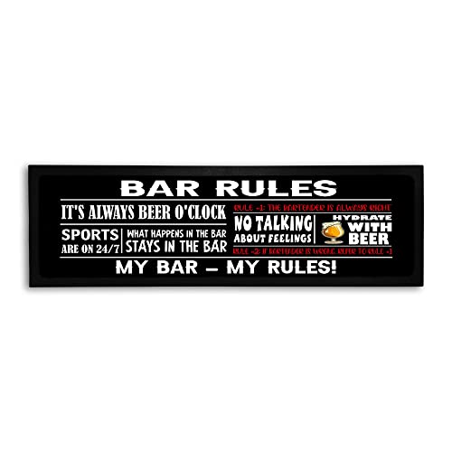 Bang Tidy Clothing Bar Runner Mat - Long Novelty Home Pub Bar Mats - Funny Drink Beer Gifts for Men Women - Bar Rules