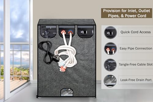 Image of Stylista Waterproof Front Load Washing Machine Cover Compatible for Haier 8 kg, Sand Pattern Grey