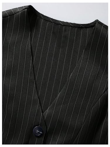 SOLY HUX Women's Striped V Neck Sleeveless Button Front Blazer Vest Waistcoat3
